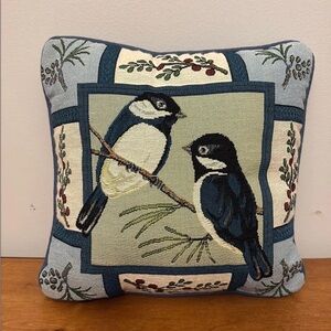 Bluebird tapestry throw pillow